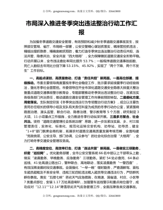 市局深入推进冬季突出违法整治行动工作汇报