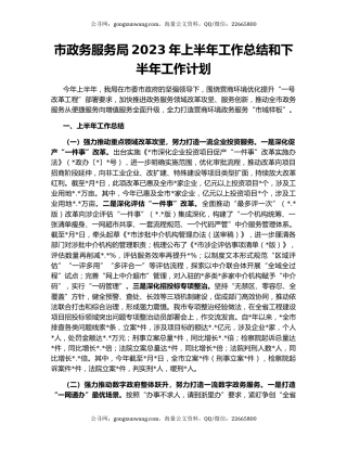 市政务服务局2023年上半年工作总结和下半年工作计划