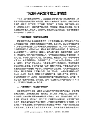 市政策研究室年度工作总结