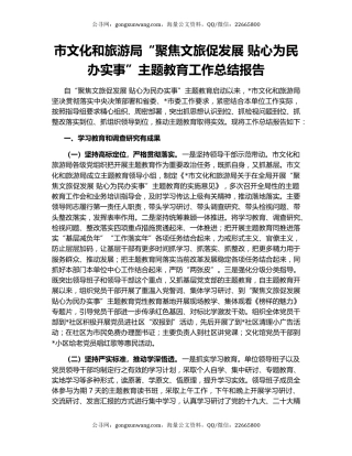 市文化和旅游局“聚焦文旅促发展 贴心为民办实事”主题教育工作总结报告