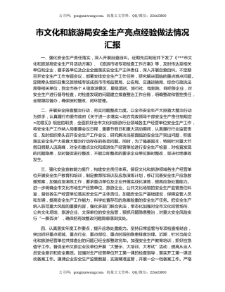 市文化和旅游局安全生产亮点经验做法情况汇报