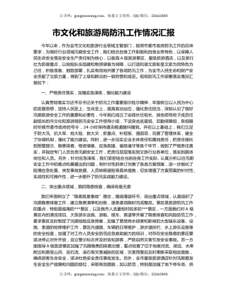 市文化和旅游局防汛工作情况汇报