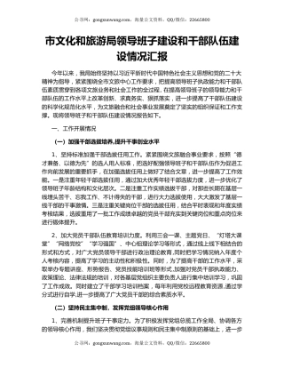 市文化和旅游局领导班子建设和干部队伍建设情况汇报