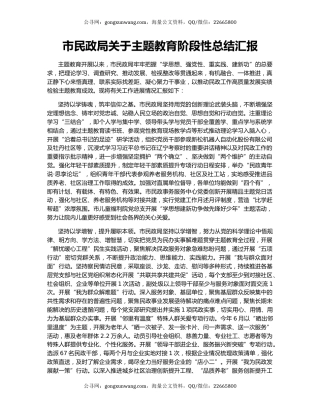 市民政局关于主题教育阶段性总结汇报