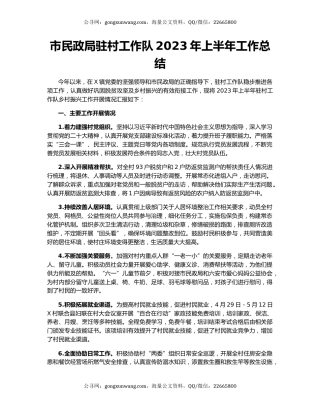 市民政局驻村工作队2023年上半年工作总结