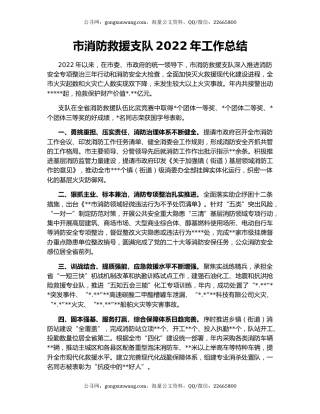 市消防救援支队2022年工作总结