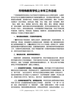 市特殊教育学校上半年工作总结