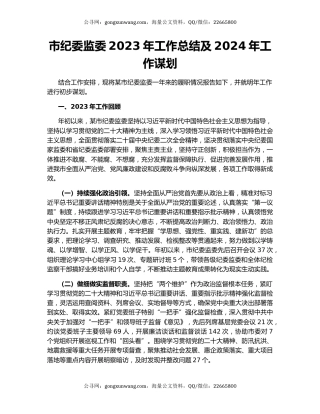 市纪委监委2023年工作总结及2024年工作谋划（2）