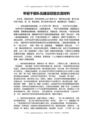 年轻干部队伍建设经验交流材料