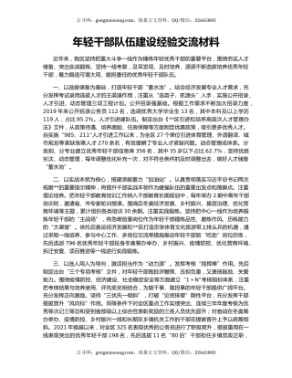 年轻干部队伍建设经验交流材料（2）