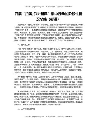 开展“扫黄打非·新风”集中行动的阶段性情况总结（街道）