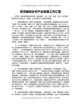 抓党建促乡村产业发展工作汇报