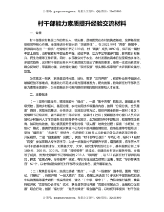 村干部能力素质提升经验交流材料