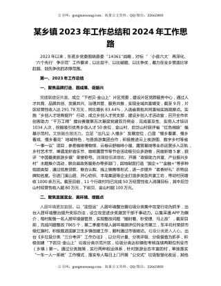 某乡镇2023年工作总结和2024年工作思路