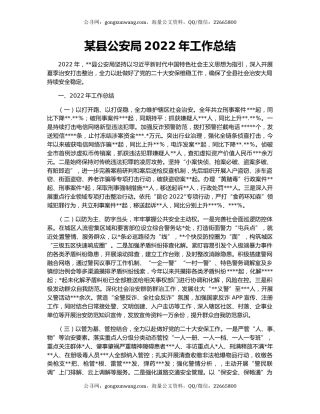 某县公安局2022年工作总结
