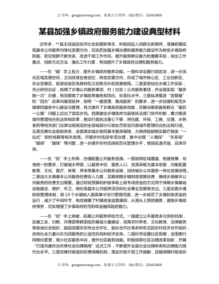 某县加强乡镇政府服务能力建设典型材料