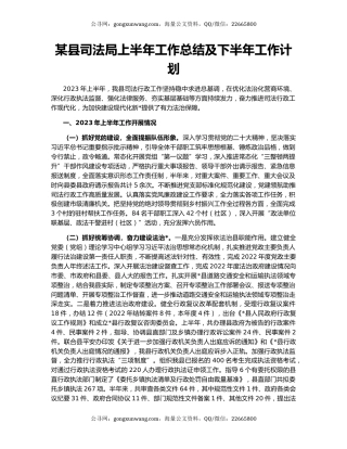 某县司法局上半年工作总结及下半年工作计划