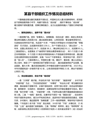 某县干部组织工作情况总结材料