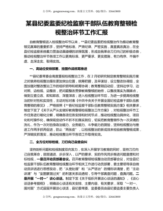 某县纪委监委纪检监察干部队伍教育整顿检视整治环节工作汇报