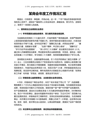 某商会年度工作情况汇报