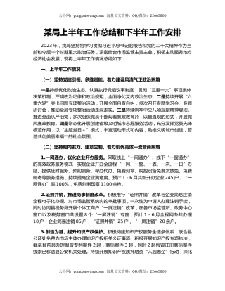 某局上半年工作总结和下半年工作安排
