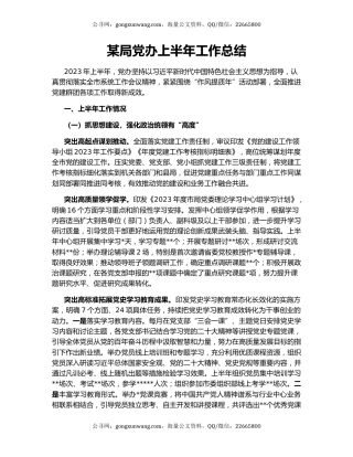 某局党办上半年工作总结
