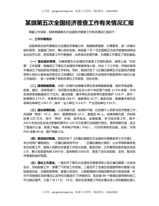 某旗第五次全国经济普查工作有关情况汇报