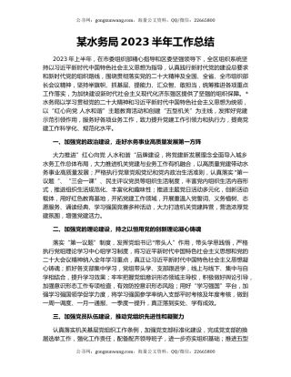 某水务局2023半年工作总结