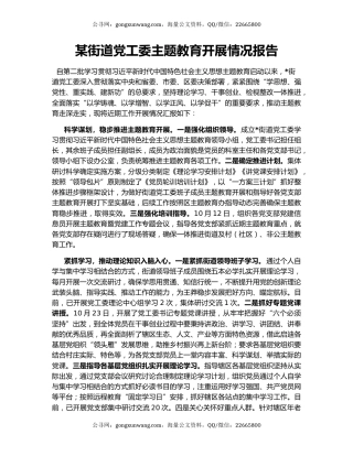 某街道党工委主题教育开展情况报告