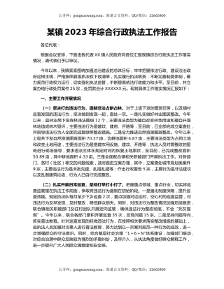 某镇2023年综合行政执法工作报告