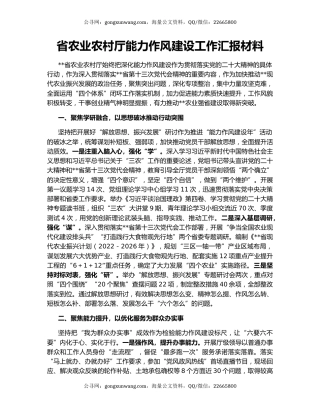 省农业农村厅能力作风建设工作汇报材料
