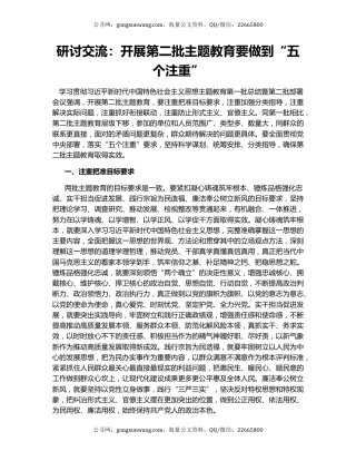 研讨交流：开展第二批主题教育要做到“五个注重”