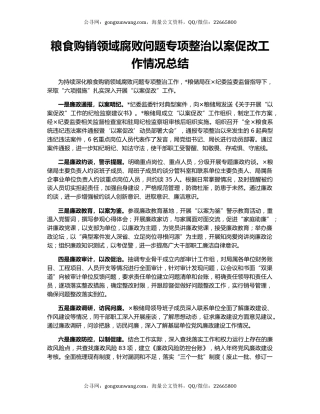 粮食购销领域腐败问题专项整治以案促改工作情况总结