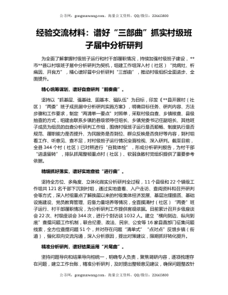 经验交流材料：谱好“三部曲”抓实村级班子届中分析研判