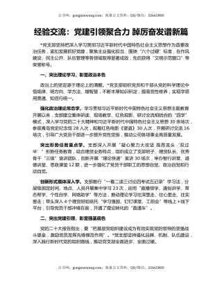 经验交流：党建引领聚合力 踔厉奋发谱新篇