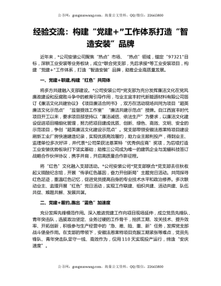 经验交流：构建“党建+”工作体系打造“智造安装”品牌