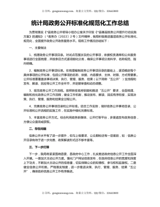 统计局政务公开标准化规范化工作总结