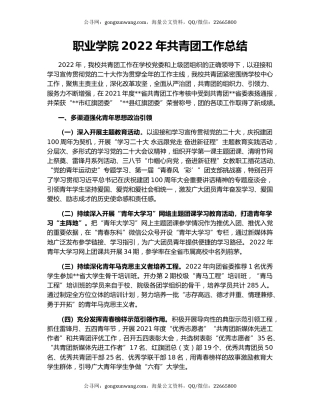 职业学院2022年共青团工作总结