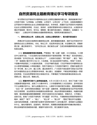 自然资源局主题教育理论学习专项报告