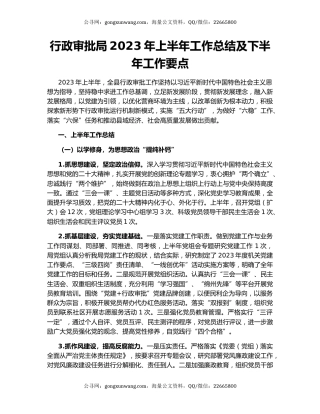 行政审批局2023年上半年工作总结及下半年工作要点
