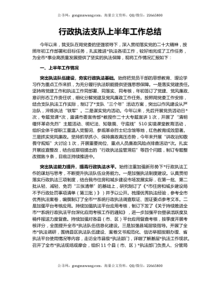行政执法支队上半年工作总结