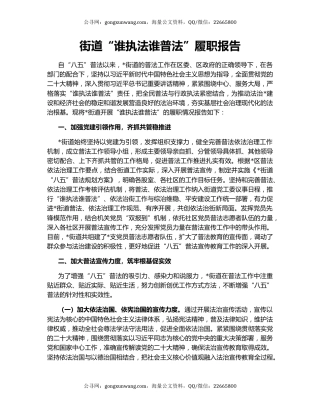 街道“谁执法谁普法”履职报告