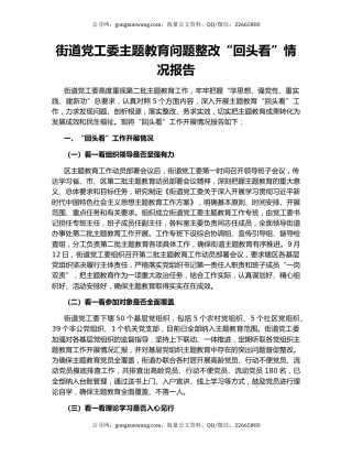 街道党工委主题教育问题整改“回头看”情况报告