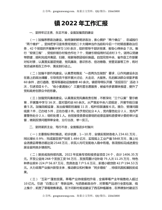 镇2022年工作汇报