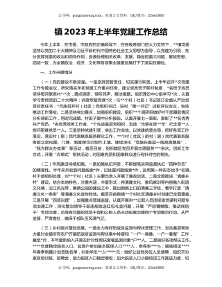 镇2023年上半年党建工作总结