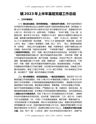 镇2023年上半年基层党建工作总结
