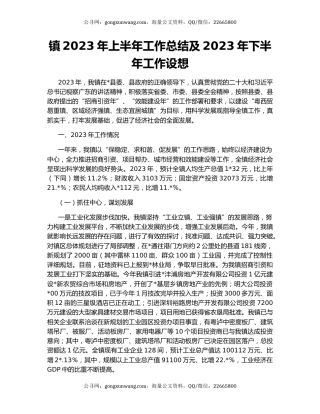 镇2023年上半年工作总结及2023年下半年工作设想