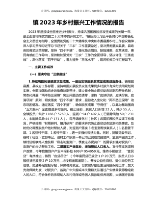镇2023年乡村振兴工作情况的报告