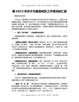 镇2023年关于为基层减负工作情况的汇报