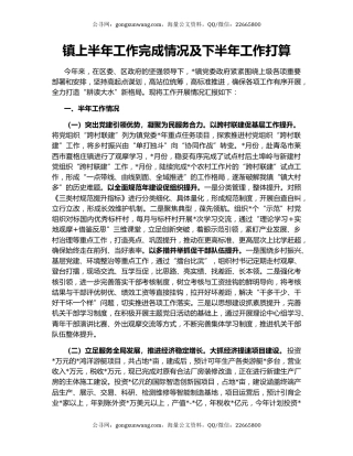 镇上半年工作完成情况及下半年工作打算